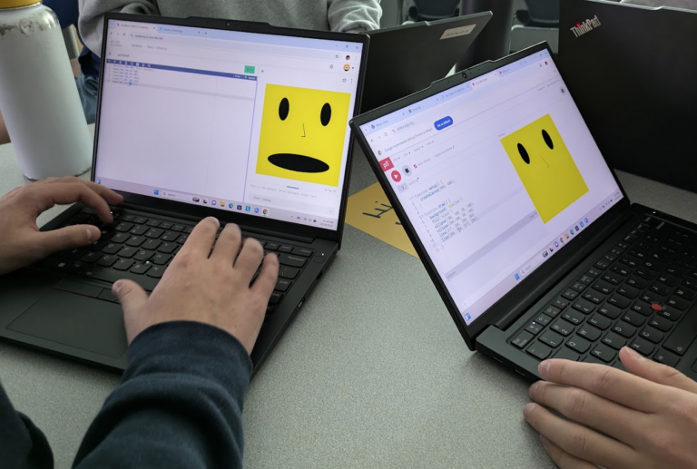 p5.js on the right, python on the left